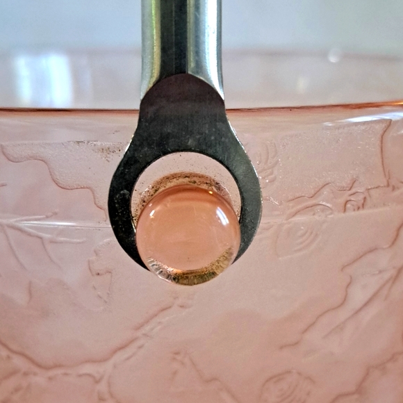 - Vintage Fostoria pink depression glass etched design ice bucket - Picture 2 of 7